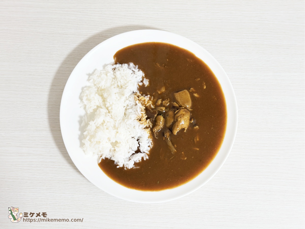 お皿に盛った超牡蠣カレーとごはん